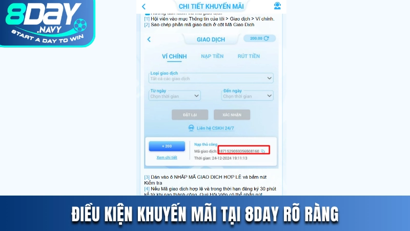 Điều kiện khuyến mãi tại 8DAY rõ ràng