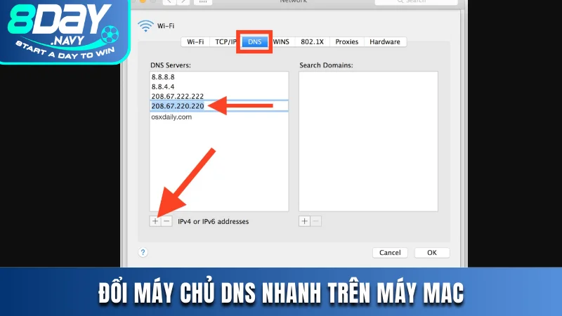 Cách Đổi DNS Trên Máy Tính Khi 8DAY Bị Chặn Cực Hiệu Quả Đổi máy chủ DNS nhanh trên máy Mac