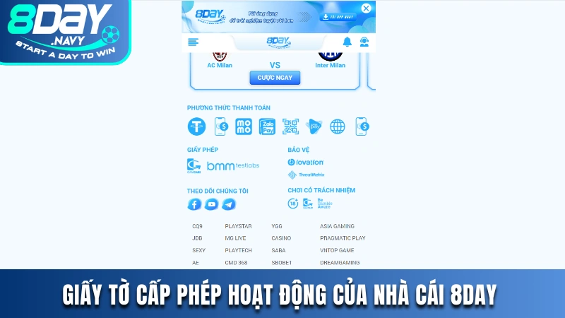 Giấy Tờ Cấp Phép Hoạt Động Của Nhà Cái 8DAY Thể Hiện Uy Tín Giấy tờ cấp phép hoạt động của nhà cái 8DAY