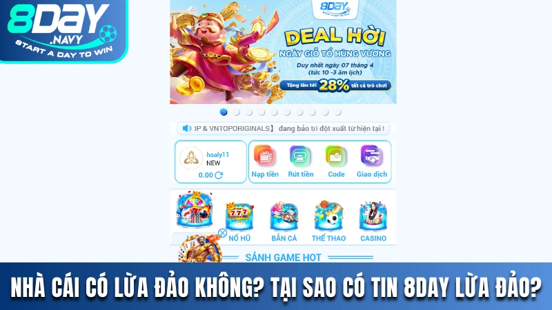 Nhà Cái 8DAY Có Lừa Đảo Không? Giải Đáp Tin Đồn Thất Thiệt Nhà cái 8DAY có lừa đảo không